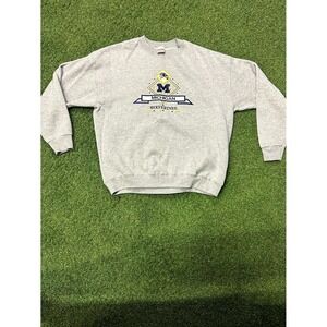 Vintage B.Wear Sweatshirt Mens XL Gray Michigan Wolverines Football Fleece Lined